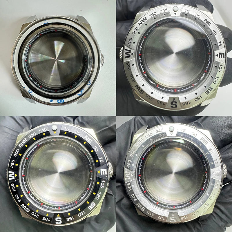 43mm Silver Case+Aluminum Bezel+BlackRed Chapter Ring Waterproof Fit NH35/NH36