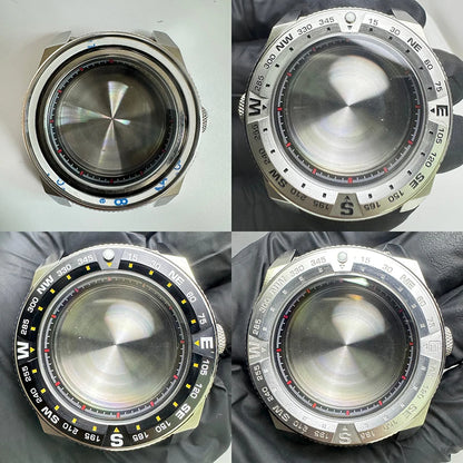43mm Silver Case+Aluminum Bezel+BlackRed Chapter Ring Waterproof Fit NH35/NH36
