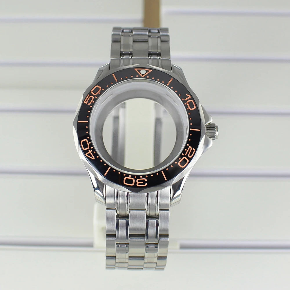 41mm Watch Case Strap Waterproof for Seamaster NH34 NH35 NH36 fit 30.5mm Dial