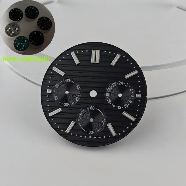 Watch Case Set 30mm Green Luminous Watch Dial Multi Functional Timing for VK63