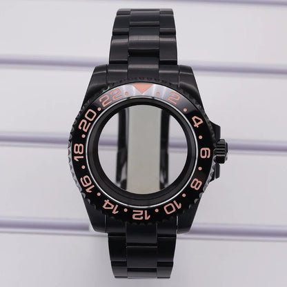 40mm PVD Watch Case Strap For NH34/35/36 GMT Eta2824 Miyota8215 Sapphire Crystal