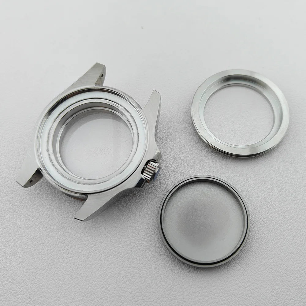 42.8mm Watch Cases Sapphire Both Side Curved Glass Ceramic Bezel For NH34/36/38