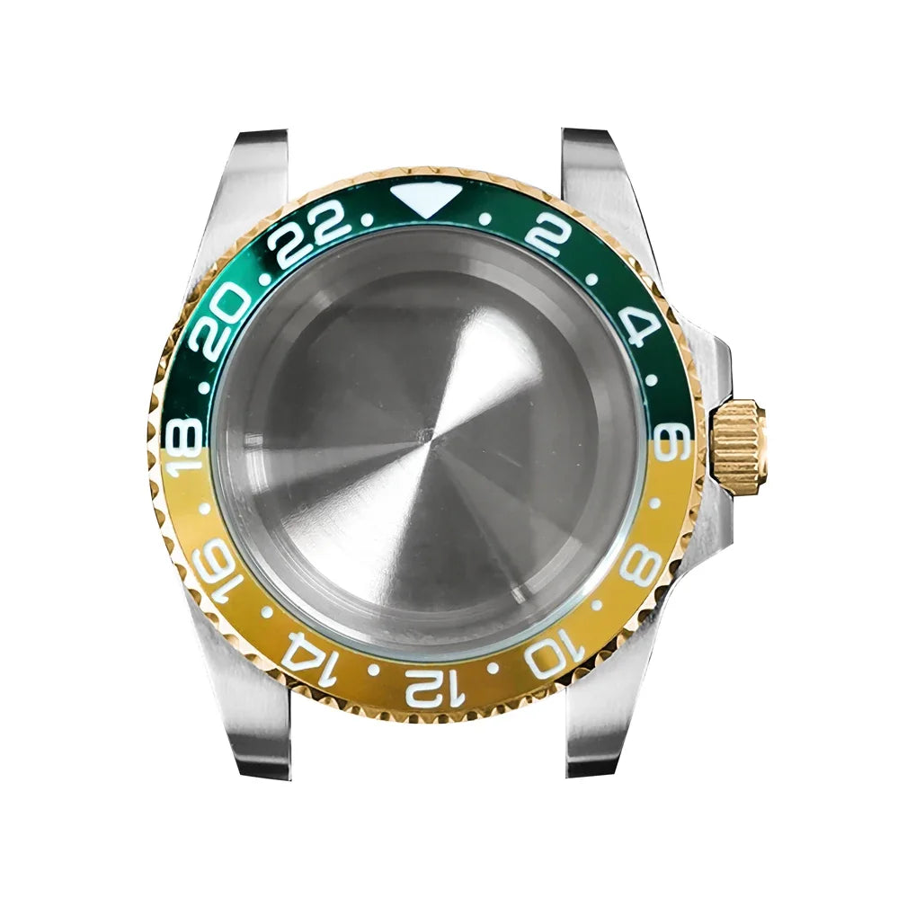 316L Watch Case 40mm Gold Edge Sapphire Flat Glass for NH35/ NH36 Modification
