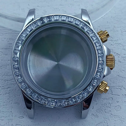 39.3mm Watch Case Stainless Steel DTN Color Diamond Bezel for VK63 Personalized