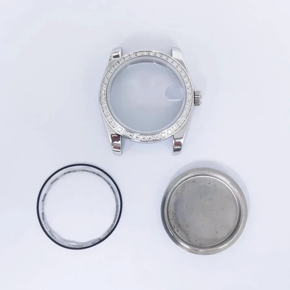 Oyster Diamond tainless Steel Watch Case with Sapphire Crystal Sfor NH35/NH36/4R