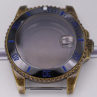 Bronze 40mm Watch Case Ceramic Bezel For SUB NH35/36/34/38/70 Sapphire Glass