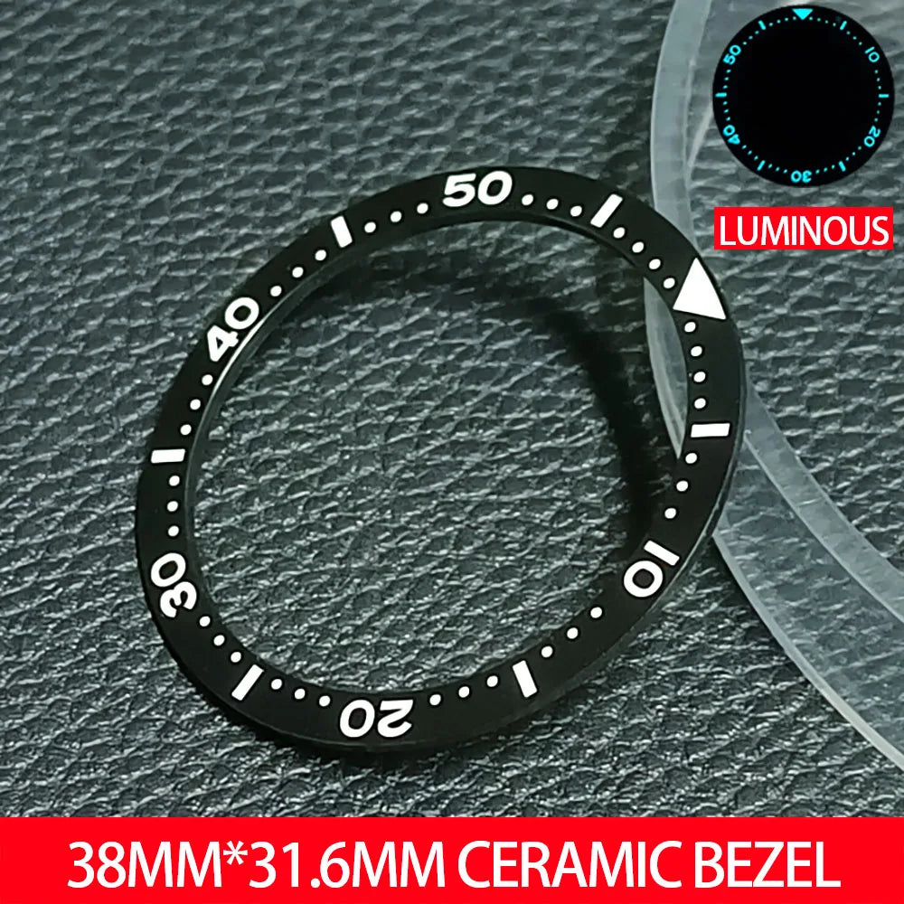 Flat Ceramic Bezel Insert 38mm*31.6mm Replacement Watch Parts accessories Luminous