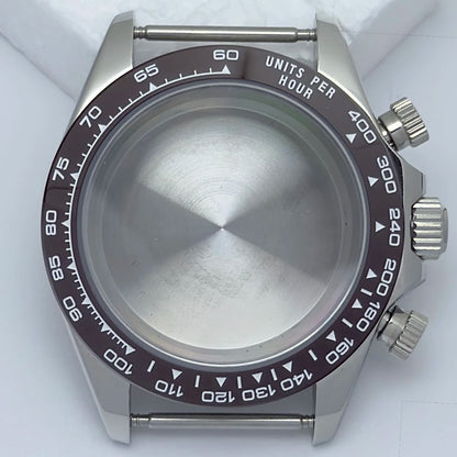 316L Steel 39mm Silver Watch Case Sapphire Glass Ceramic/Steel Bezel Fit VK63
