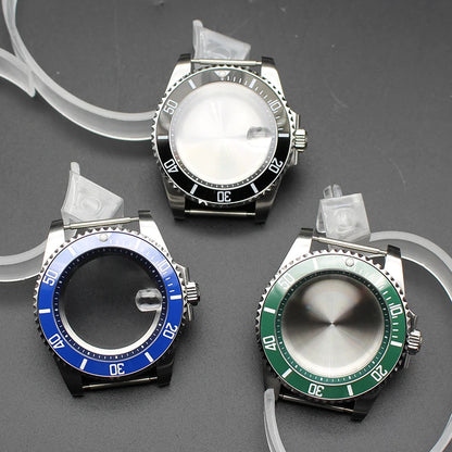 40mm Diver Watch Cases Ceramic Bezel Sapphire Glass For Sub NH35 NH36 NH34 NH38