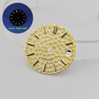 28.5mm Honeycomb Textured Surface Green Luminous Watch Dial for NH35 Movement