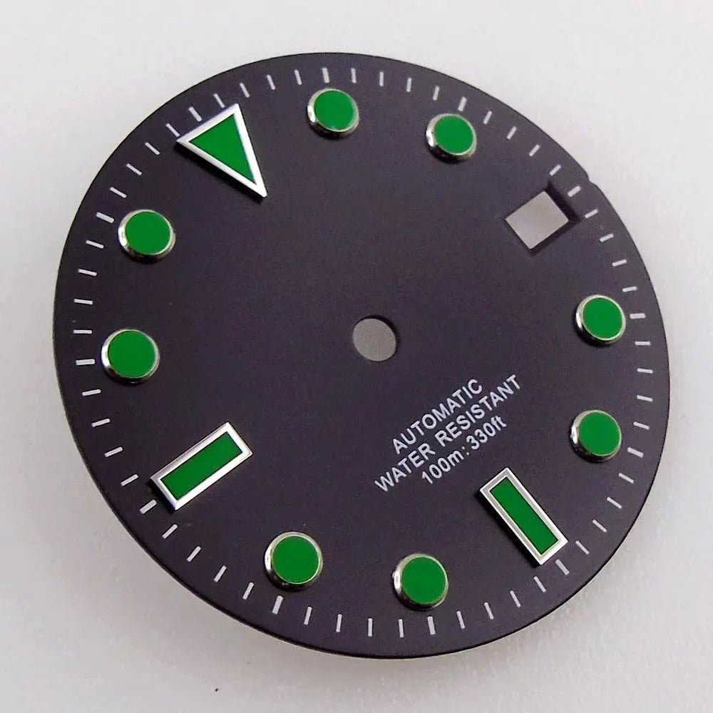 28.5mm Black White Face Single Calendar Submarine Dial For NH34 NH35 NH36