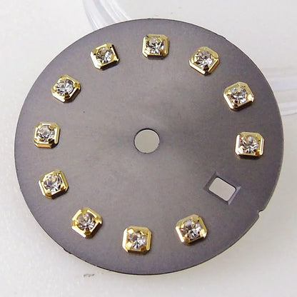 Nologo Sunburst dial face with rhinestone markers for 26mm lady watch, fits NH05 NH06 NH07 movements.