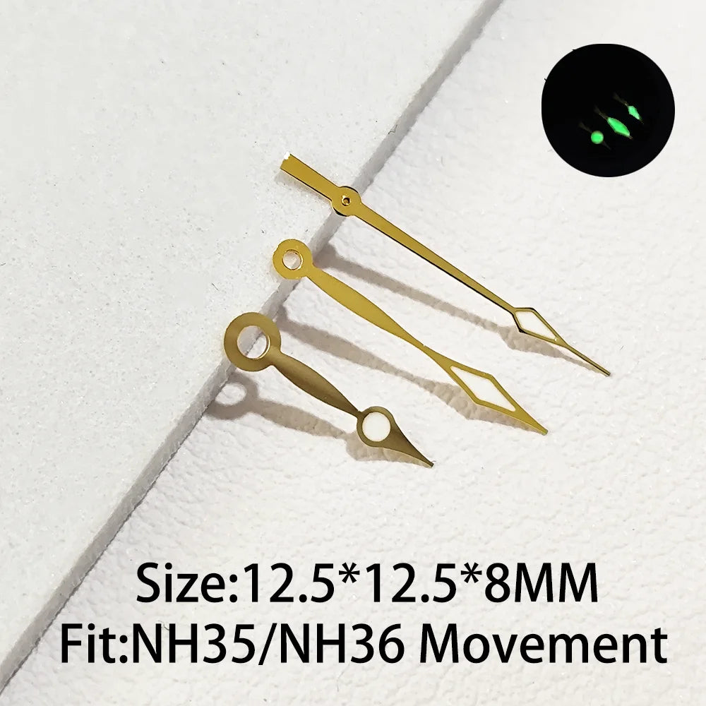 Watch Hands for NH35 NH36 Series Movement C3 Luminous Men's Watches Pointers