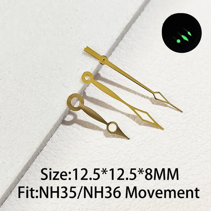 Watch Hands for NH35 NH36 Series Movement C3 Luminous Men's Watches Pointers
