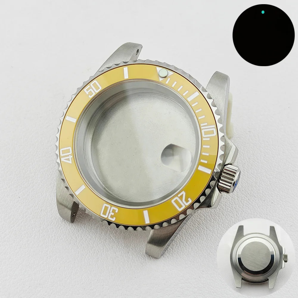 40.5MM Watch Case Single Day Calendar Window BGW9 Blue Luminous Bezel For NH35