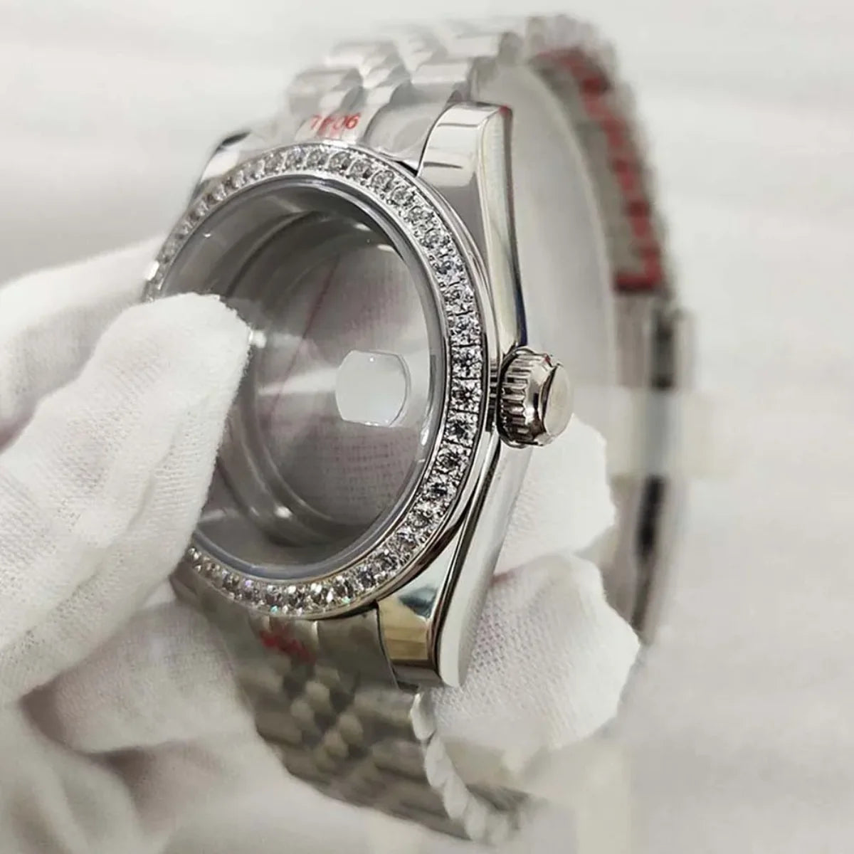 39mm/36mm Watch Case Strap Set with Diamond Bezel for NH35 NH36 Sapphire Glasse