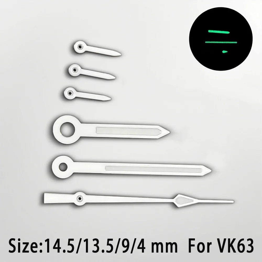 C3 Green Luminous Watch Hands For VK63 Movement Wristwatches fit 32.5mm Dials