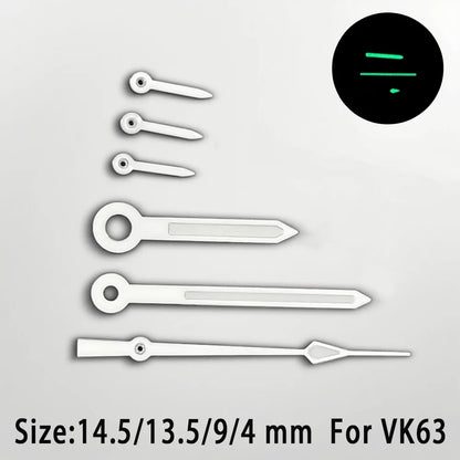 C3 Green Luminous Watch Hands For VK63 Movement Wristwatches fit 32.5mm Dials