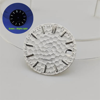 28.5mm Honeycomb Textured Surface Green Luminous Watch Dial for NH35 Movement