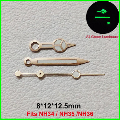 GMT Watch Hands Fit For NH34 NH35 NH36 Movement C3 Green Luminous Watches Parts