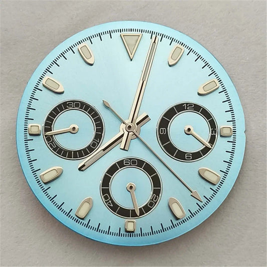 29.5mm Light Blue Watch Dial with Watch Hands Green Luminous for VK63