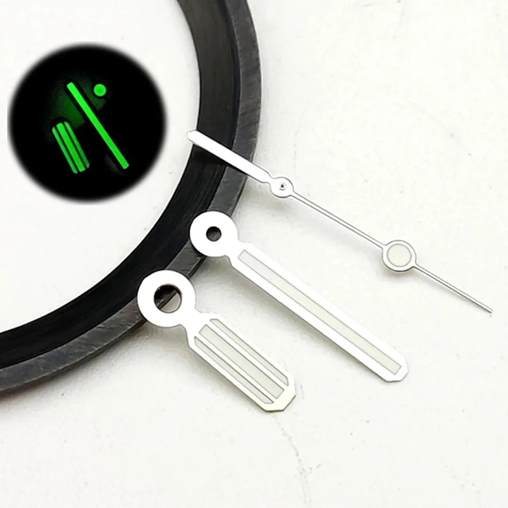 Black Orange Watch Hands With Green Luminous for NH35 NH36 Movement