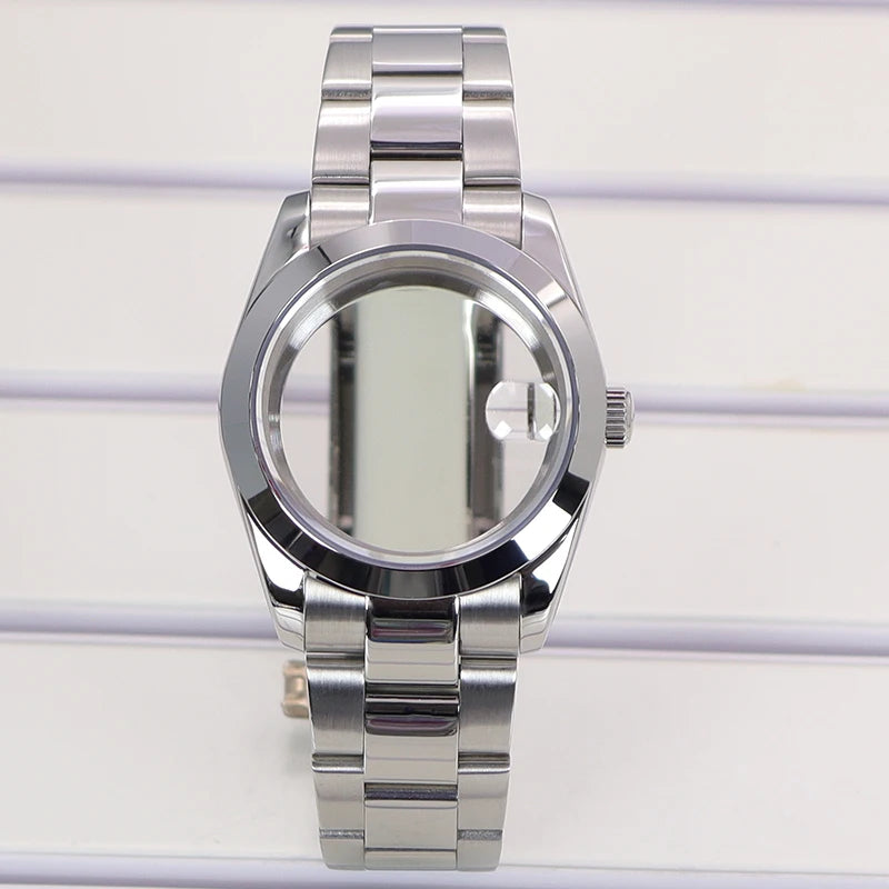36/39mm Fluted Bezel Watch Case Sapphire Glass Fit NH35 NH36 NH38 Miyota 8215