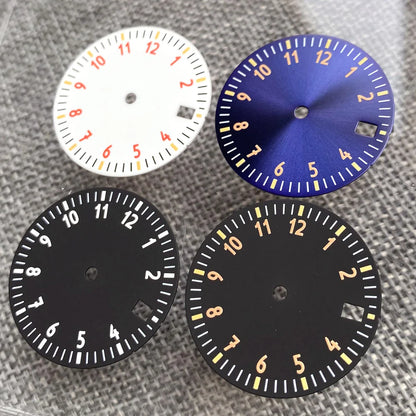 29mm sterile watch dial face with 12-hour numbers for NH35, NH36, ETA2824 movements, DG brand.