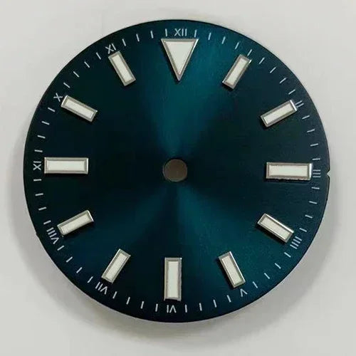 Green Blue Sunray Watch Dial Stripe Nails Green Lume Roman Font Modified for NH35/8215/2836
