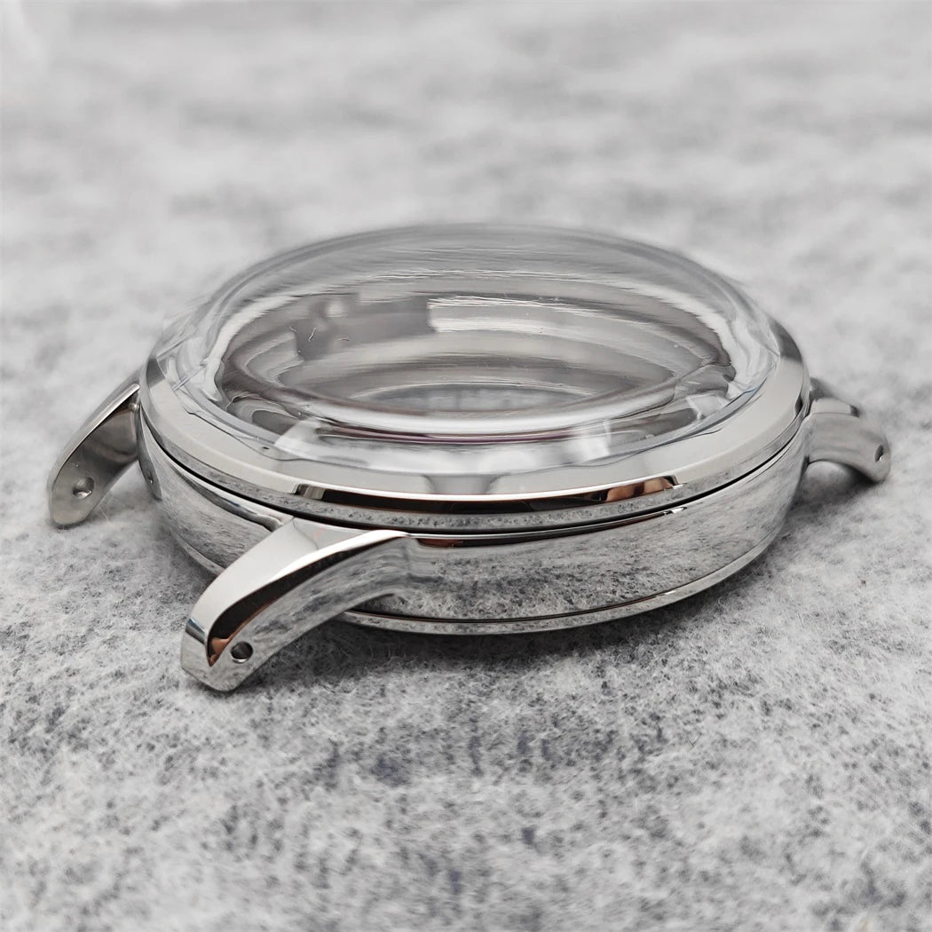 39MM Bubble Watch Case Butterfly Double Buckle Leather Strap for NH35/NH36/4R/7S