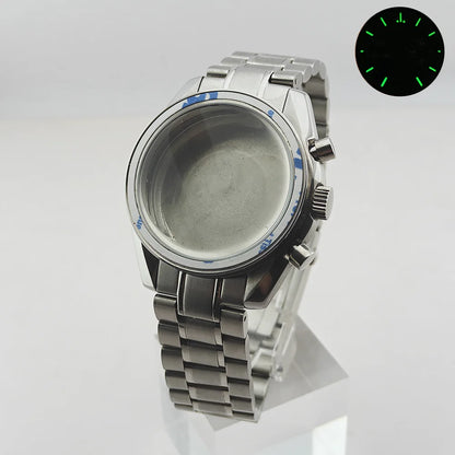 39.7mm Silver 316L Steel Watch Case 20mm Strap Solid VK63 Watch Header For VK63