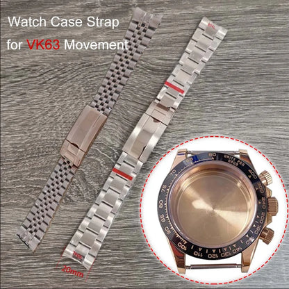 39MM RoseGold Watch Case Strap for VK63 316L Steel Shell Watchband Case Bracelet