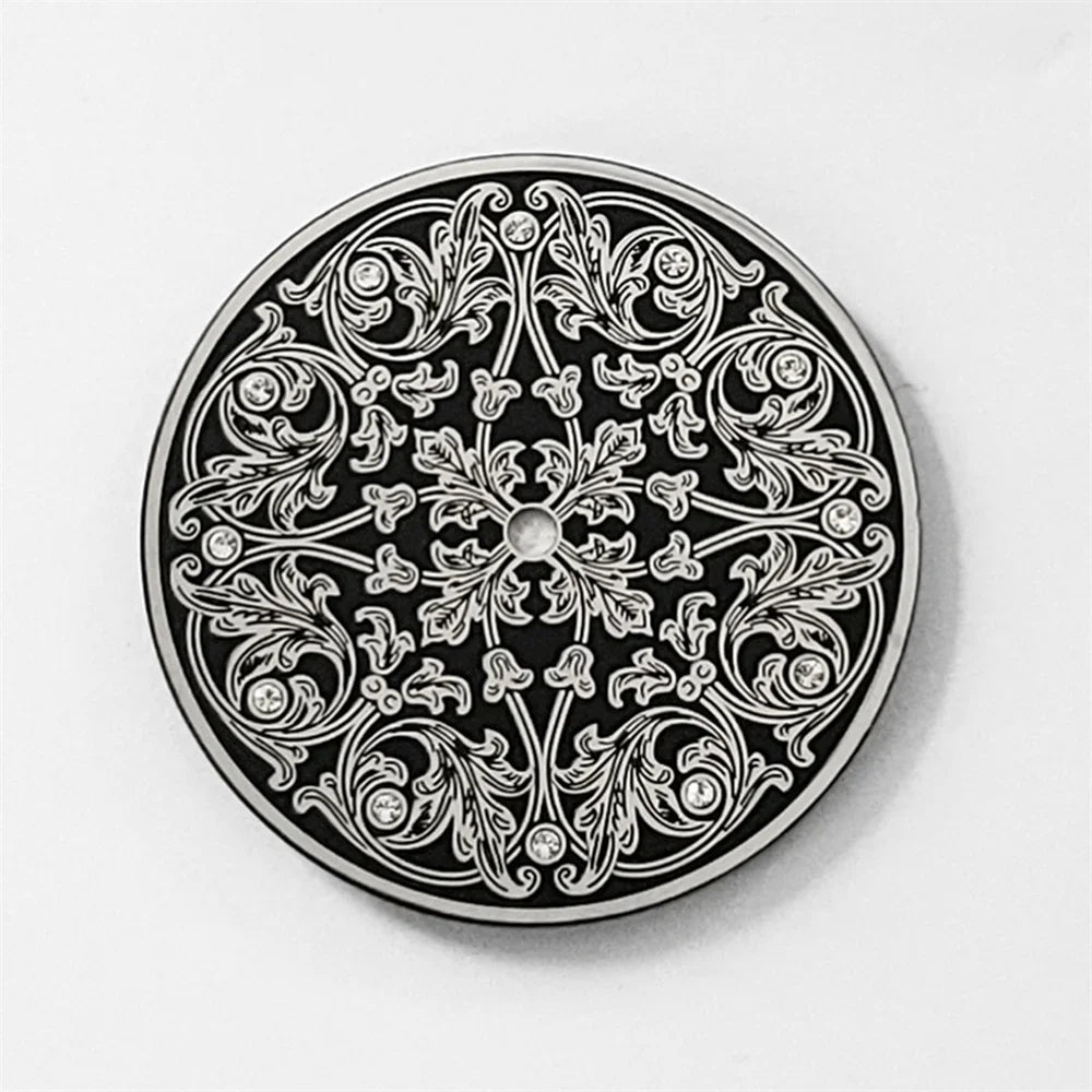 36mm Modified Retro Silver Floral Watch Dial for ETA 6497 ST3600 Movement