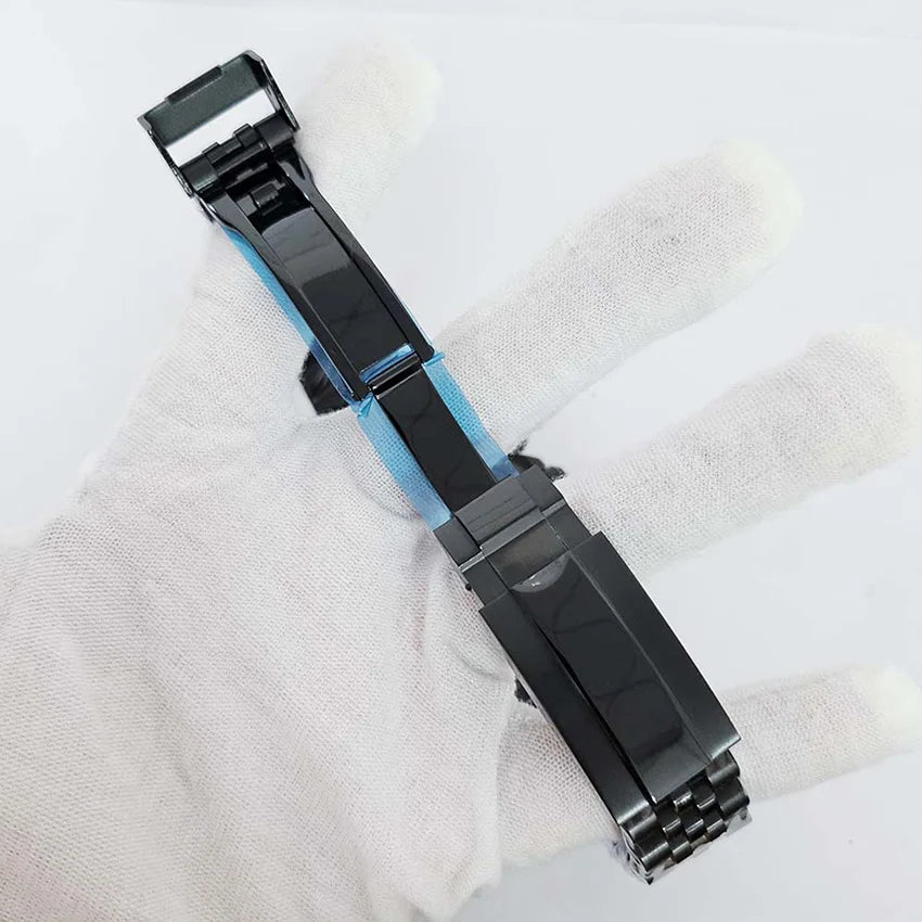 39mm Black Watch Case Strap Set for VK63 Shell Sapphire Glass Case Watchband