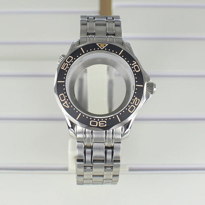 41mm Steel Watch Case Sapphire for Seamaster 300 NH35 NH36 NH38 Transparent Back