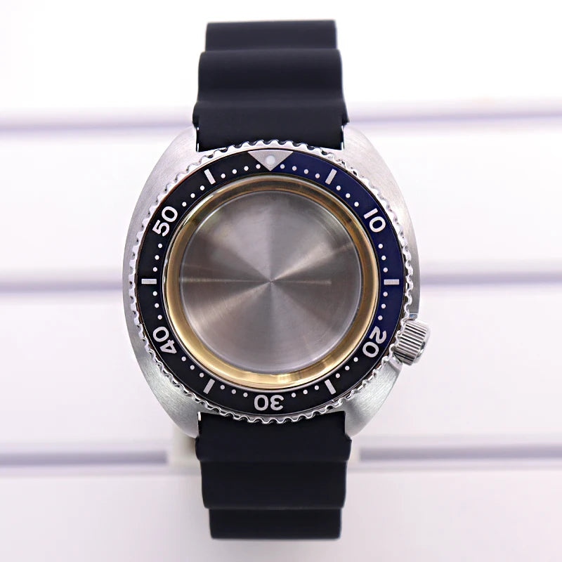 45mm Turtle Abalone Watch Case For NH35 NH36 NH34 NH38 Steel Chapter Ring Bezel