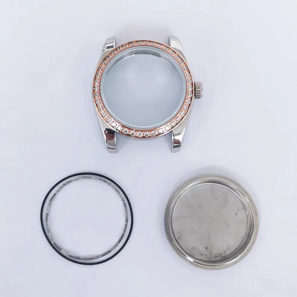 Oyster Diamond tainless Steel Watch Case with Sapphire Crystal Sfor NH35/NH36/4R
