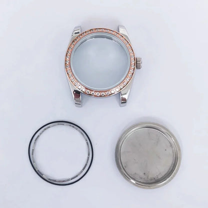 Oyster Diamond tainless Steel Watch Case with Sapphire Crystal Sfor NH35/NH36/4R