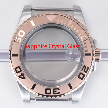 40mm Watch Case Sapphire For NH34/35/36 Eta2824 PT5000 Miyota8215 8205 YACHT
