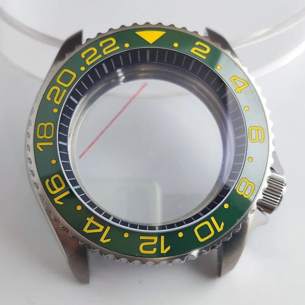 Case 41.5mm Convex Sapphire Glass Ceramic Bezel Stainless Steel Black Matte Waterproof Case Fit NH 35 NH36 Movement Case