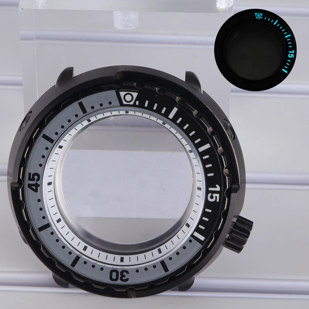 47mm Watch Case Sapphire Crystal For NH35/36 NH38 Modified Tuna Canned C3 Bezel