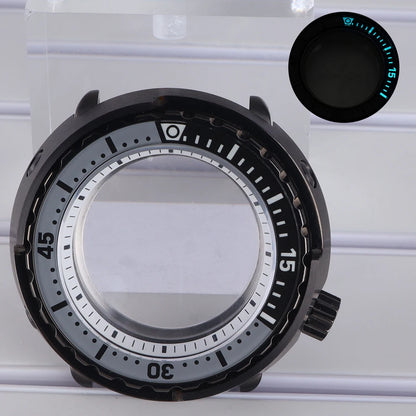 47mm Watch Case Sapphire Crystal For NH35/36 NH38 Modified Tuna Canned C3 Bezel