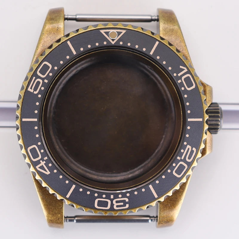 Bronze 40mm Watch Case Ceramic Bezel For SUB NH35/36/34/38/70 Sapphire Glass