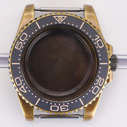 Bronze 40mm Watch Case Ceramic Bezel For SUB NH35/36/34/38/70 Sapphire Glass