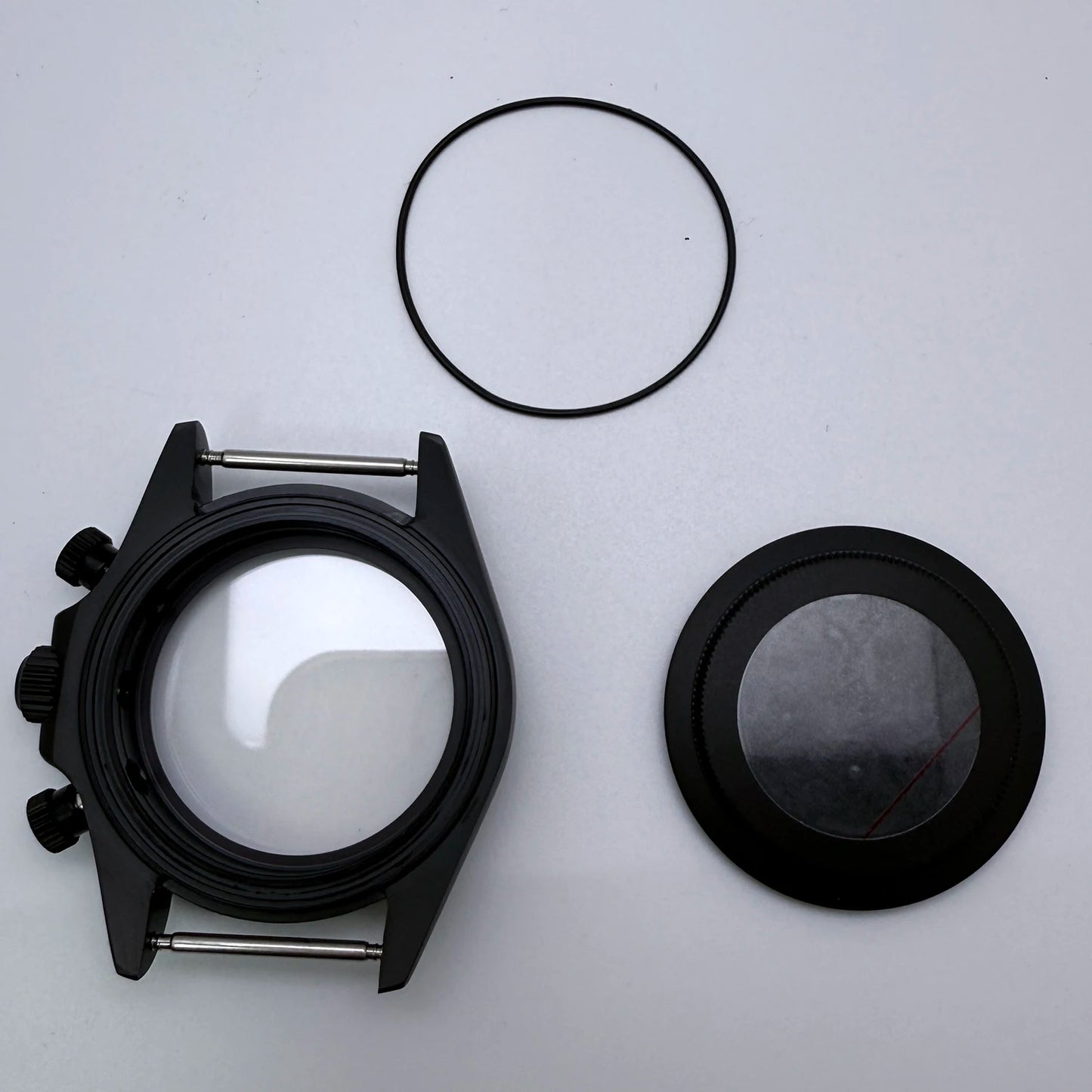 316L Steel 39mm Black Watch Case Sapphire Glass Ceramic/Steel Bezel Fit VK63