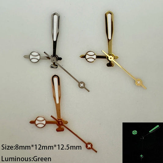 Modified Polished Pattern Green Luminous Watch Hands for NH35/NH36/4R/7S