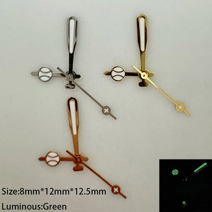 Modified Polished Pattern Green Luminous Watch Hands for NH35/NH36/4R/7S