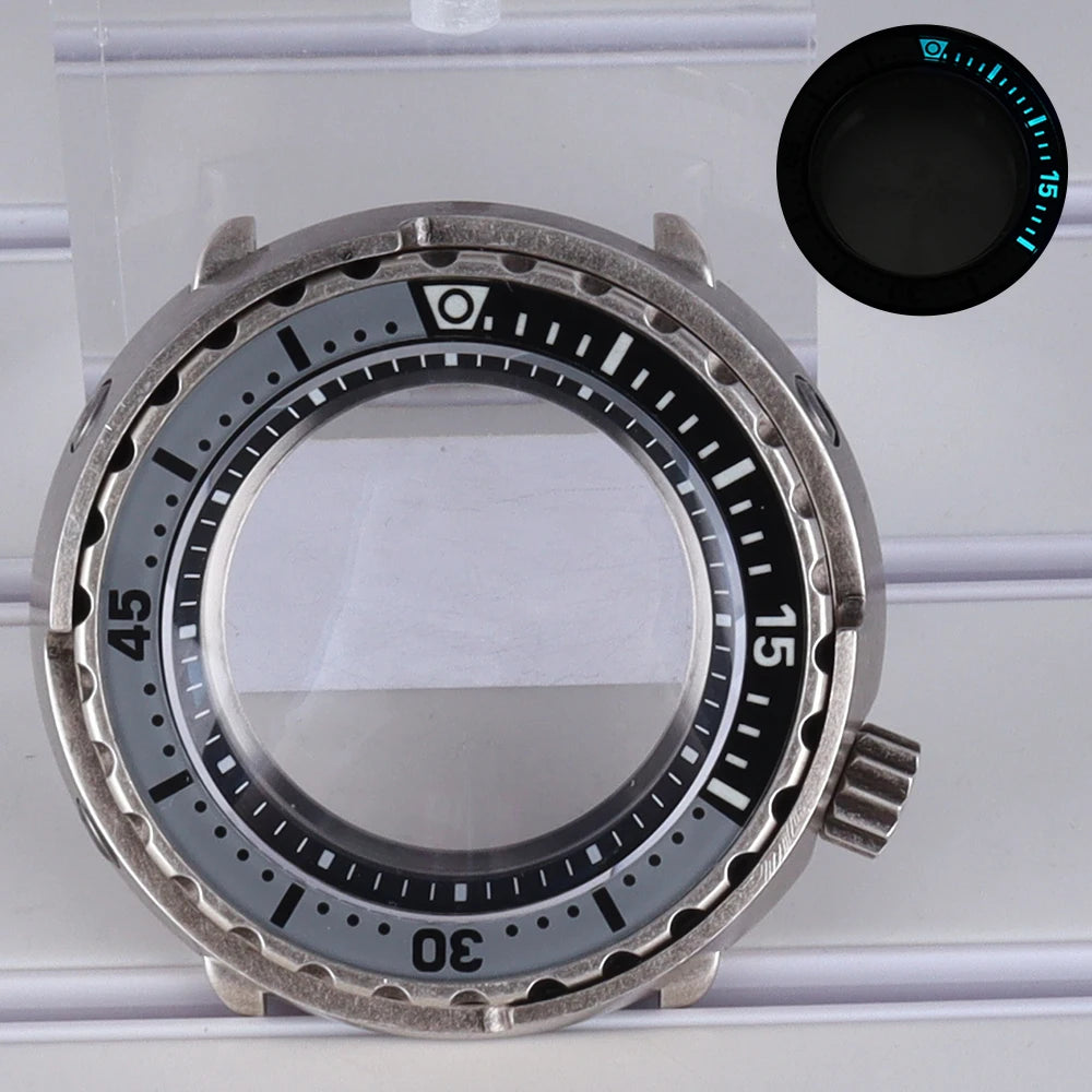 47mm Watch Case Sapphire Crystal For NH35/36 NH38 Modified Tuna Canned C3 Bezel