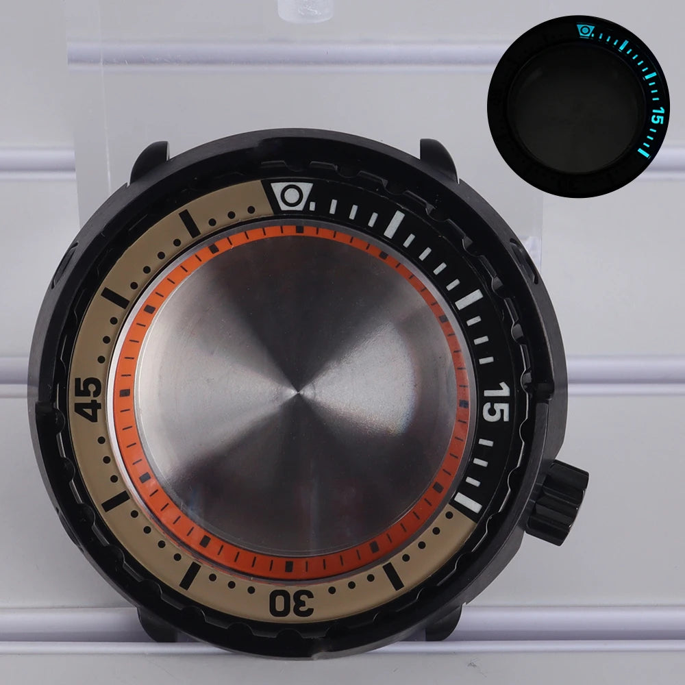 47mm Watch Case Sapphire Crystal For NH35/36 NH38 Modified Tuna Canned C3 Bezel