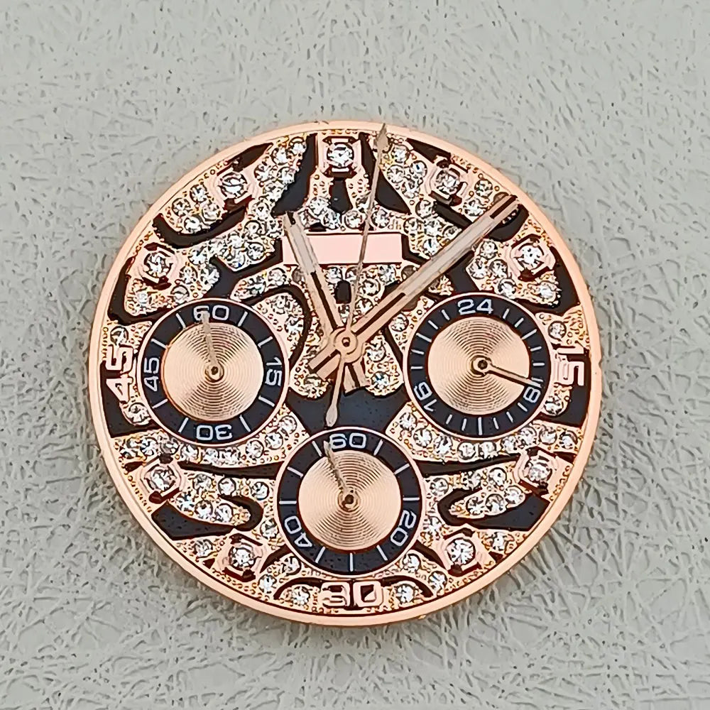29.5mm Embedded Diamond Watch Dial for VK63 Quartz Watch For Dtn 39mm Case